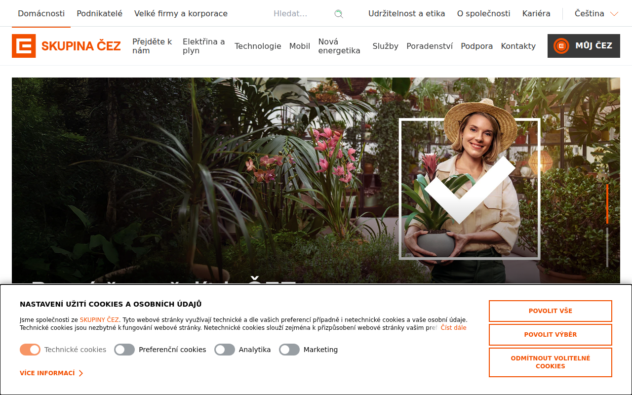 Screenshot webu cez.cz
